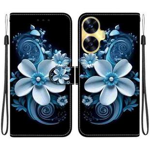 For Realme C55 / Narzo N55 Crystal Texture Colored Drawing Leather Phone Case(Black Orchid)