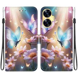 For Realme C55 / Narzo N55 Crystal Texture Colored Drawing Leather Phone Case(Butterfly Love Flower)