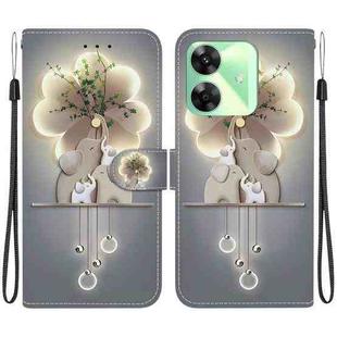 For Realme C61 / C63 / Note 60 Crystal Texture Colored Drawing Leather Phone Case(Elephants)