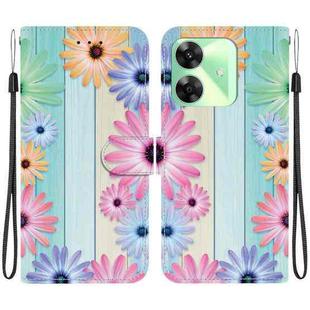 For Realme C61 / C63 / Note 60 Crystal Texture Colored Drawing Leather Phone Case(Sunflowers)