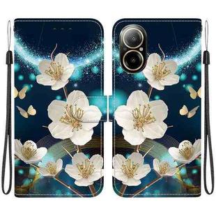 For Realme C67 4G Global Crystal Texture Colored Drawing Leather Phone Case(Magnolia)