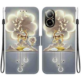 For Realme C67 4G Global Crystal Texture Colored Drawing Leather Phone Case(Sika Deer)