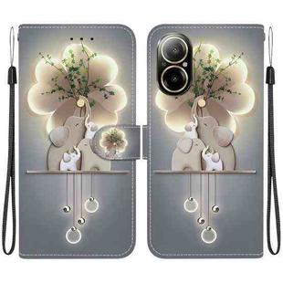 For Realme C67 4G Global Crystal Texture Colored Drawing Leather Phone Case(Elephants)