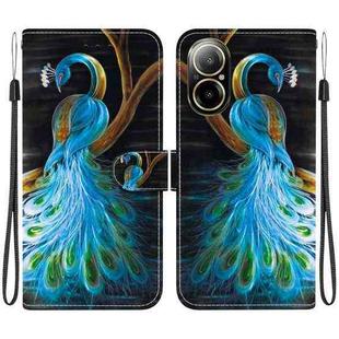 For Realme C67 4G Global Crystal Texture Colored Drawing Leather Phone Case(Peacock)