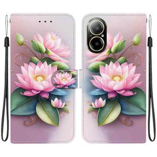 For Realme C67 4G Global Crystal Texture Colored Drawing Leather Phone Case(Lotus)