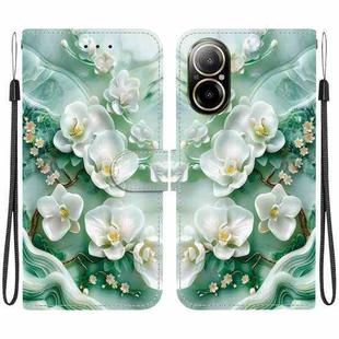 For Realme C67 4G Global Crystal Texture Colored Drawing Leather Phone Case(Jade Flowers)