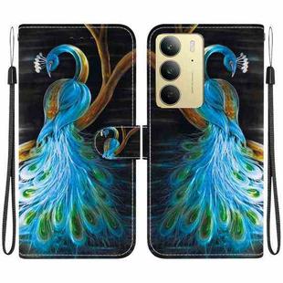 For Realme C75 Crystal Texture Colored Drawing Leather Phone Case(Peacock)