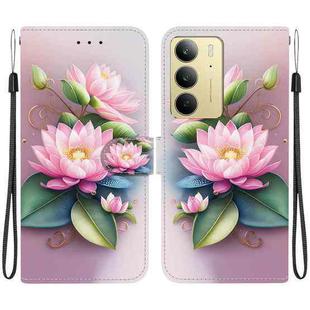 For Realme C75 Crystal Texture Colored Drawing Leather Phone Case(Lotus)