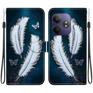 For Realme GT Neo6 SE / GT 6T Crystal Texture Colored Drawing Leather Phone Case(White Butterfly Feathers)