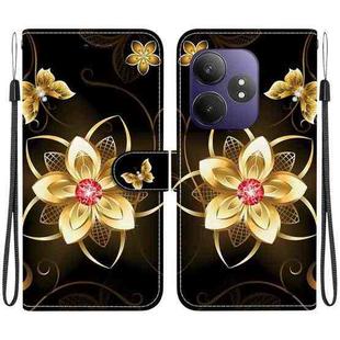 For Realme GT Neo6 SE / GT 6T Crystal Texture Colored Drawing Leather Phone Case(Gold Flower)