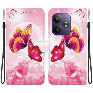 For Realme GT Neo6 SE / GT 6T Crystal Texture Colored Drawing Leather Phone Case(Pink Butterflies)