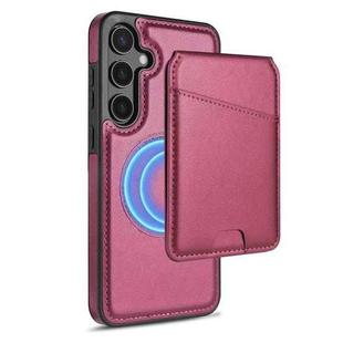 For Samsung Galaxy S24 FE 5G Skin Feel Detachable Card Bag Magsafe Phone Case(Wine Red)