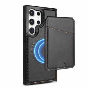 For Samsung Galaxy S23 Ultra 5G Skin Feel Detachable Card Bag Magsafe Phone Case(Black)