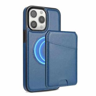 For iPhone 15 Pro Skin Feel Detachable Card Bag Magsafe Phone Case(Blue)