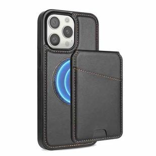 For iPhone 11 Pro Max Skin Feel Detachable Card Bag Magsafe Phone Case(Black)