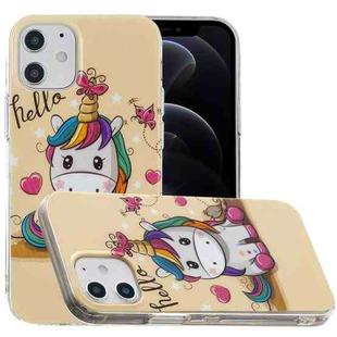 For iPhone 12 / 12 Pro Painted Pattern TPU Protective Case(Unicorn)