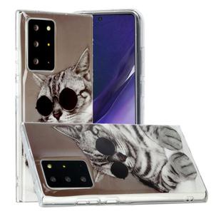 For Samsung Galaxy Note20 Ultra Painted Pattern TPU Protective Case(Glasses Cat)