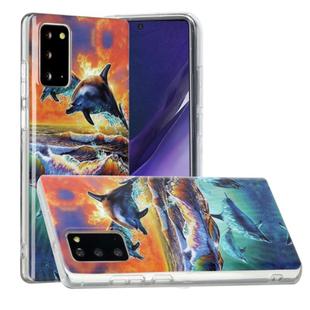 For Samsung Galaxy Note20 Painted Pattern TPU Protective Case(Sunset Dolphin)