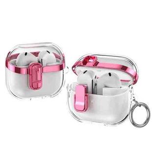 For Samsung Galaxy Buds3 / 3 Pro Electroplating Transparent Earphone Protective Case with Security Lock(Pink)