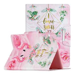 For Huawei MediaPad T5 Painted Pattern Horizontal Flip Leather Case with Holder(Leaves Flamingo)
