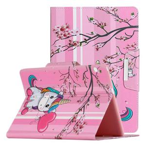For Huawei MediaPad T5 Painted Pattern Horizontal Flip Leather Case with Holder(Sakura Unicorn)