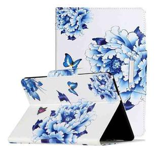 For Huawei MediaPad T5 Painted Pattern Horizontal Flip Leather Case with Holder(Blue and White Porcelain Butterfly)