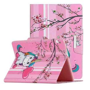 For Huawei MediaPad T3 10 Painted Pattern Horizontal Flip Leather Case with Holder(Sakura Unicorn)