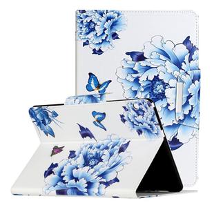 For Huawei MediaPad T3 10 Painted Pattern Horizontal Flip Leather Case with Holder(Blue and White Porcelain Butterfly)