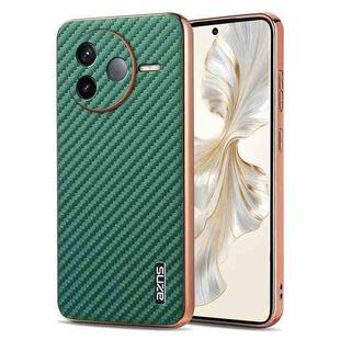 For Redmi K80 AZNS Electroplated Edge Carbon Fiber Texture Phone Case(Green)