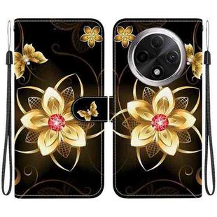 For OPPO A3 Pro 5G / K12X 5G Crystal Texture Colored Drawing Leather Phone Case(Gold Flower)