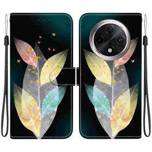 For OPPO A3 Pro 5G / K12X 5G Crystal Texture Colored Drawing Leather Phone Case(Colored Leaves)