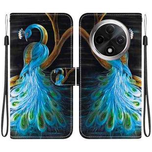 For OPPO A3 Pro 5G / K12X 5G Crystal Texture Colored Drawing Leather Phone Case(Peacock)