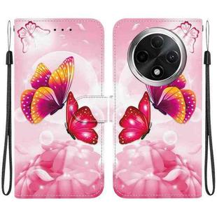 For OPPO A3 Pro 5G / K12X 5G Crystal Texture Colored Drawing Leather Phone Case(Pink Butterflies)