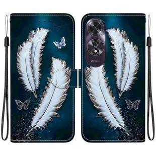 For OPPO A60 4G Crystal Texture Colored Drawing Leather Phone Case(White Butterfly Feathers)