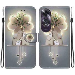 For OPPO A60 4G Crystal Texture Colored Drawing Leather Phone Case(Elephants)