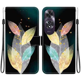 For OPPO A60 4G Crystal Texture Colored Drawing Leather Phone Case(Colored Leaves)