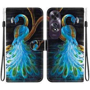 For OPPO A60 4G Crystal Texture Colored Drawing Leather Phone Case(Peacock)