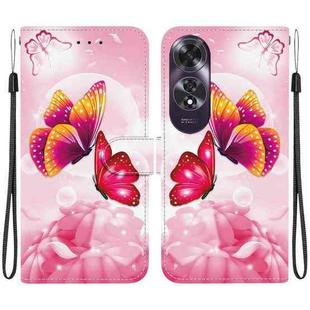 For OPPO A60 4G Crystal Texture Colored Drawing Leather Phone Case(Pink Butterflies)