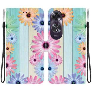 For OPPO A60 4G Crystal Texture Colored Drawing Leather Phone Case(Sunflowers)