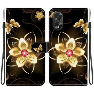 For OPPO A38 4G / A18 Crystal Texture Colored Drawing Leather Phone Case(Gold Flower)