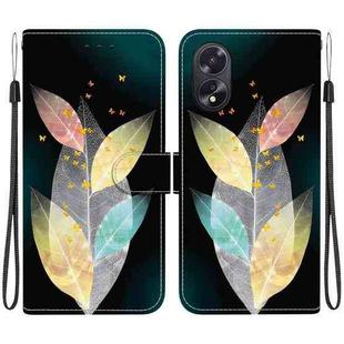 For OPPO A38 4G / A18 Crystal Texture Colored Drawing Leather Phone Case(Colored Leaves)