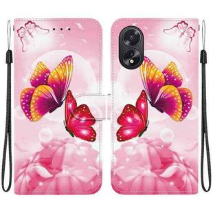 For OPPO A38 4G / A18 Crystal Texture Colored Drawing Leather Phone Case(Pink Butterflies)