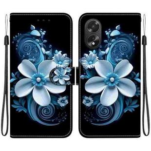 For OPPO A38 4G / A18 Crystal Texture Colored Drawing Leather Phone Case(Black Orchid)