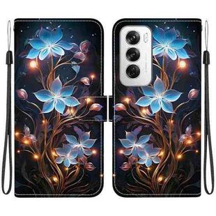 For OPPO Reno12 5G Global Crystal Texture Colored Drawing Leather Phone Case(Little Lantern Flower)