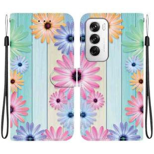For OPPO Reno12 5G Global Crystal Texture Colored Drawing Leather Phone Case(Sunflowers)