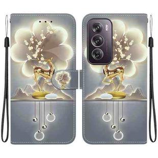 For OPPO Reno12 Pro 5G Global Crystal Texture Colored Drawing Leather Phone Case(Sika Deer)