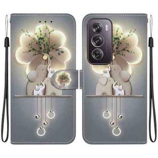 For OPPO Reno12 Pro 5G Global Crystal Texture Colored Drawing Leather Phone Case(Elephants)