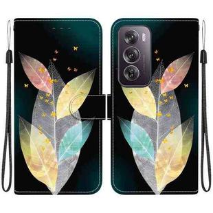 For OPPO Reno12 Pro 5G Global Crystal Texture Colored Drawing Leather Phone Case(Colored Leaves)