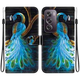 For OPPO Reno12 Pro 5G Global Crystal Texture Colored Drawing Leather Phone Case(Peacock)