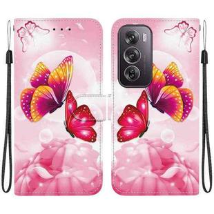 For OPPO Reno12 Pro 5G Global Crystal Texture Colored Drawing Leather Phone Case(Pink Butterflies)